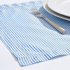 J.Crew Set of Four Place Mats in Heritage Seersucker Stripe Blue White Like New